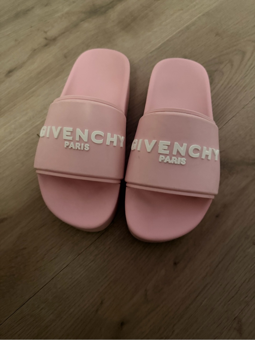 Givenchy Pink Logo Slide Platform Sandals